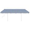 vidaXL Manual Retractable Awning with Posts 13.1'x9.8' Blue and White