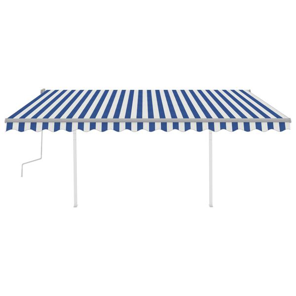 vidaXL Manual Retractable Awning with Posts 13.1'x9.8' Blue and White