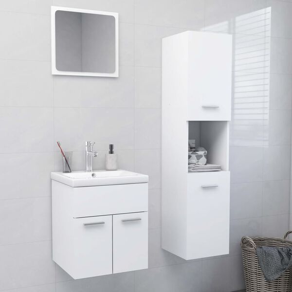 vidaXL Bathroom Furniture Set White Engineered wood, Ceramic, Acrylic