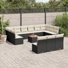 vidaXL Garden Sofa Set Black PE rattan Large Removable Covers