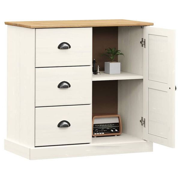 vidaXL Sideboard White Solid pine wood, engineered wood, metal Compact