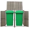 vidaXL Double Wheelie Bin Shed Gray 55.1"x31.5"x46.1" Poly Rattan