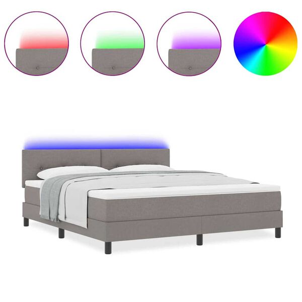 vidaXL Box Spring Bed with Mattress Taupe 70.9" x 78.7" fabric