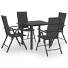 vidaXL Dining Set Black PE Rattan, Aluminum, Glass Small