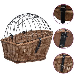 vidaXL Bike Rear Basket with Cover 21.7"x12.2"x14.2" Natural Willow