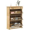 vidaXL Shoe Cabinet Honey Solid Pine Wood, Engineered Wood, Metal Large