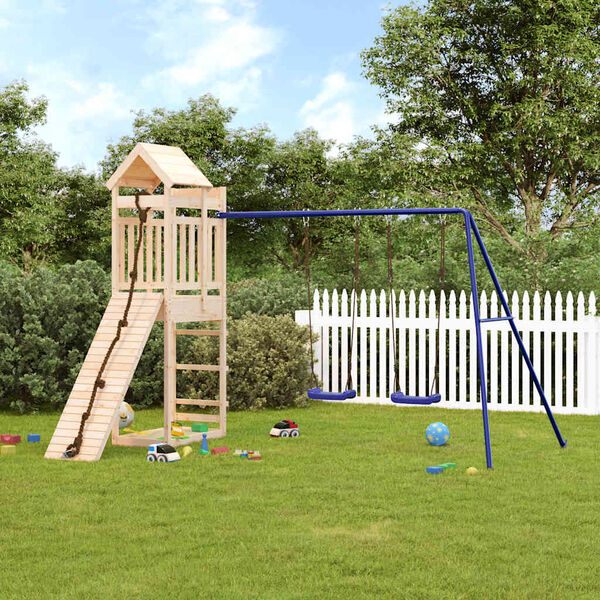 vidaXL Outdoor Playset Natural Wood Solid Pine Wood, Polypropylene, Metal