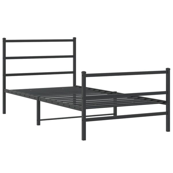 vidaXL Bed Frame Black Steel Twin Bed Frame Rectangular Modern