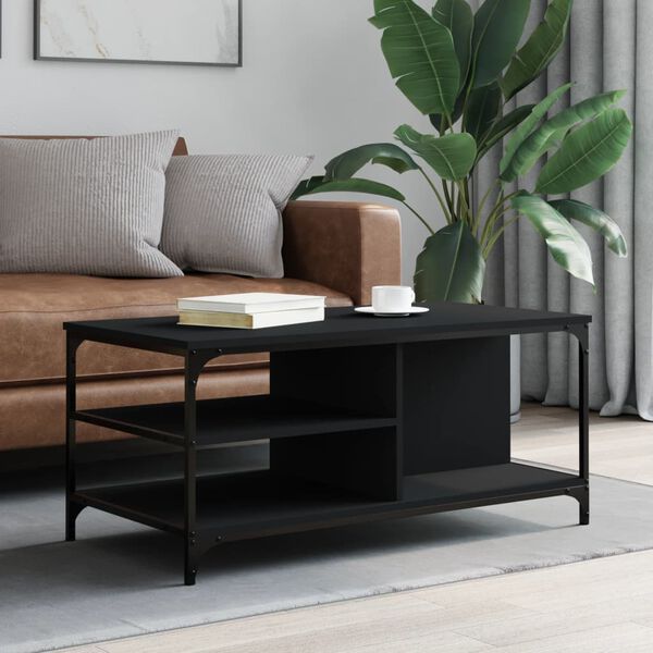 vidaXL Coffee Table Black Engineered wood, Metal Medium Coffee Table