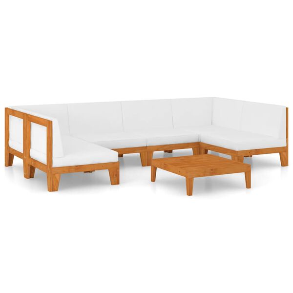 vidaXL Garden Lounge Set Cream White Solid Acacia wood, 100% polyester