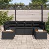 vidaXL Garden Sofa Set with Cushion 6 pcs Black Poly Rattan