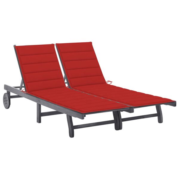 vidaXL Sunlounger Grey Solid Acacia wood