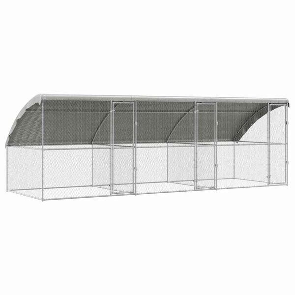 vidaXL Chicken Cage 3 pcs Silver 236.22 x 78.74 x 78.15 in