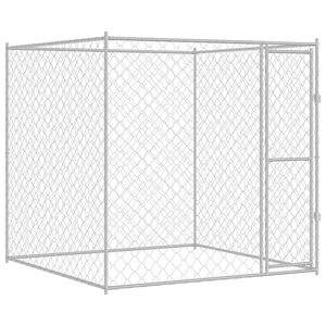 vidaXL Dog Cage Silver 78.74 x 78.74 x 78.74 in Galvanised Steel