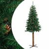 vidaXL Slim Christmas Tree with Real Wood and Cones Green 59.1" PVC