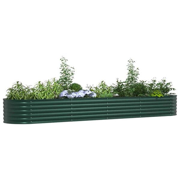 vidaXL Garden Raised Bed Green 157.5" x 31.5" x 17.3" Steel