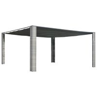 vidaXL Gazebo with Sliding Roof Poly Rattan 157.4"x157.4"x78.7"  Gray and Anthracite