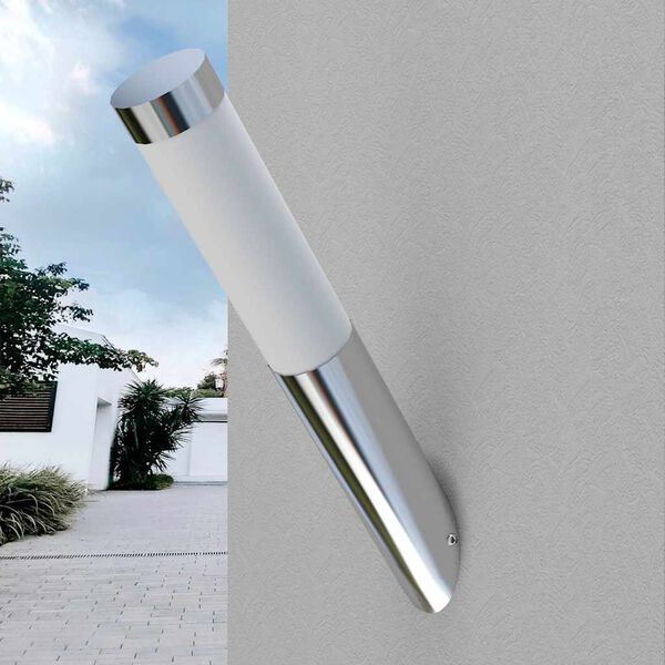 vidaXL Outdoor Wall Light Stainless Steel and Frosted Glass