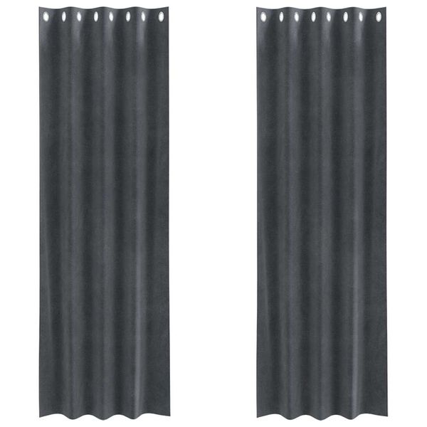 vidaXL Blackout Curtains 2 pcs Light Grey 55.12 x 88.58 in Velvet