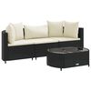 vidaXL Patio Sofa Set Set of 3 Black PE rattan Adjustable Feet