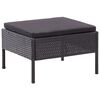 vidaXL Garden Lounge Set Black Poly Rattan, Powder-Coated Steel, Polyester