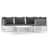 vidaXL Garden Lounge Set White Woven fabric, powder-coated steel, textilene
