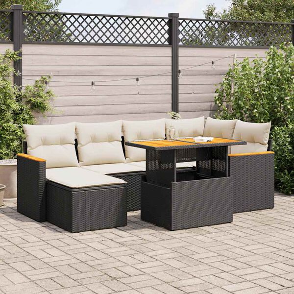 vidaXL Garden Sofa Set Black and Cream White