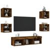 vidaXL TV Wall Unit Set of 7 Smoked oak Engineered wood, glass Medium