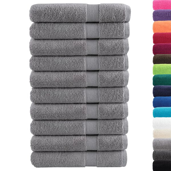 vidaXL Sauna Towel Set of 10 Gray 100% ring-spun cotton 31.5 x 78.7 in