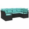 vidaXL Sofa Set with Cushion 6 pcs Black Synthetic: Poly Rattan