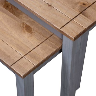 vidaXL Nesting Tables 2 pcs Gray Solid Pine Wood Panama Range