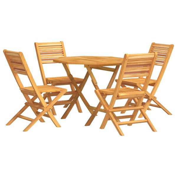 vidaXL Garden Dining Set Natural Teak Solid Teak Wood 5 Piece Set