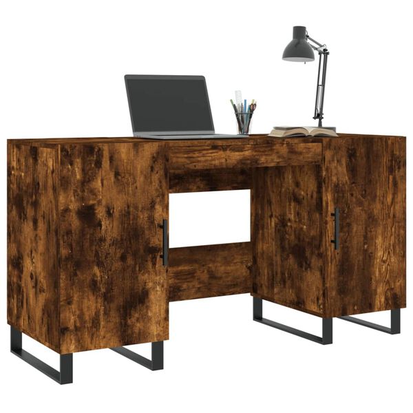 vidaXL Desk Smoked Oak Engineered wood, Iron 55.1 x 19.7 x 29.5 in Desk