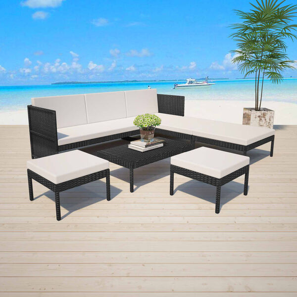 vidaXL Patio Furniture Set Black, Cream White