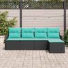 vidaXL Garden Sofa Set 5 pcs Black Poly Rattan
