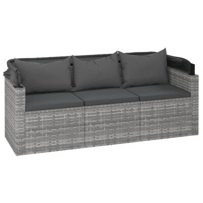 vidaXL 4 Piece Patio Sofa Set with Cushions Gray Poly Rattan