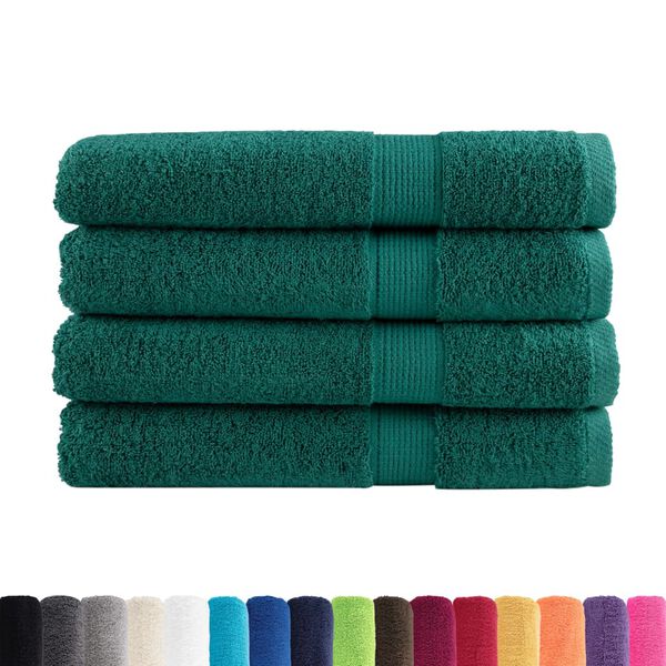 vidaXL Sauna Towel Set of 4 Green 100% cotton 31.5 x 78.7 in