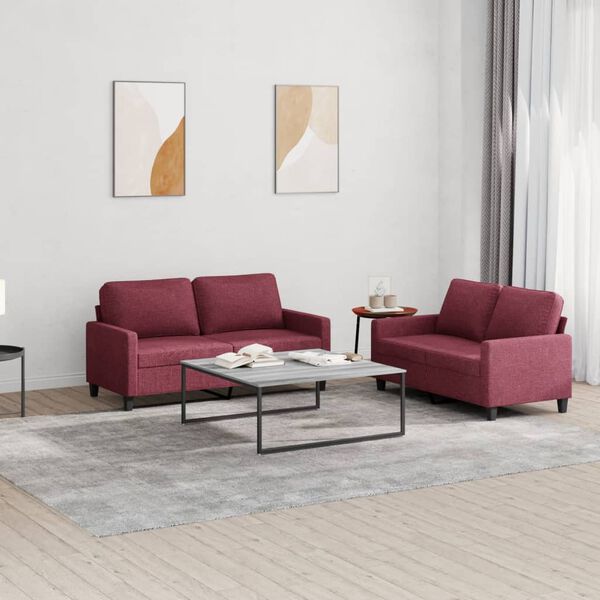 vidaXL Sofa Set Wine Red Fabric (100% polyester), metal, textilene, plywood