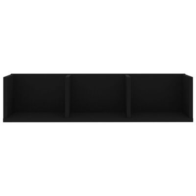 vidaXL CD Wall Shelf Black 29.5"x7.1"x7.1" Engineered Wood