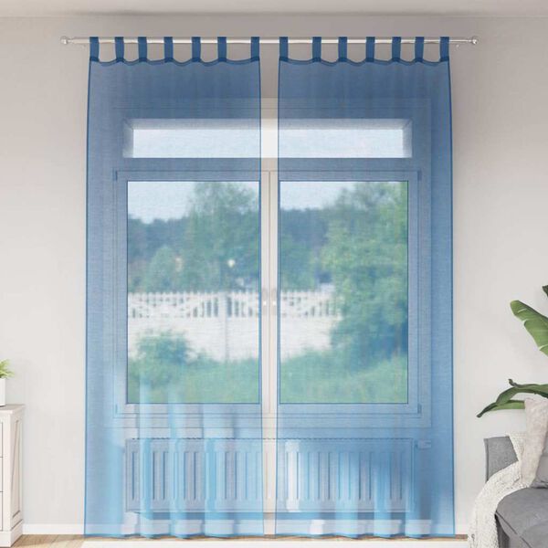 vidaXL Voile Curtains with Loops 2 pcs Royal Blue 55.1x102.4"