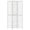 vidaXL Room Divider 3 Panels White Solid Wood Paulownia