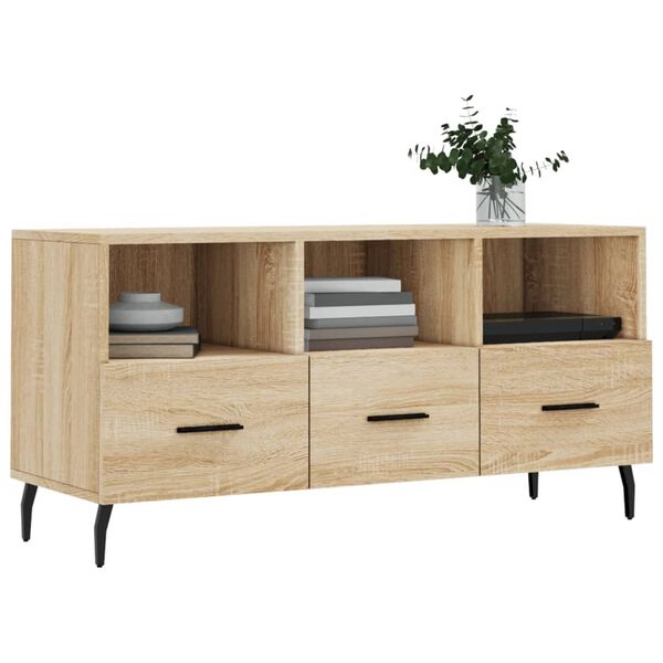 vidaXL TV Cabinet Sonoma oak Engineered wood, iron Medium Storage