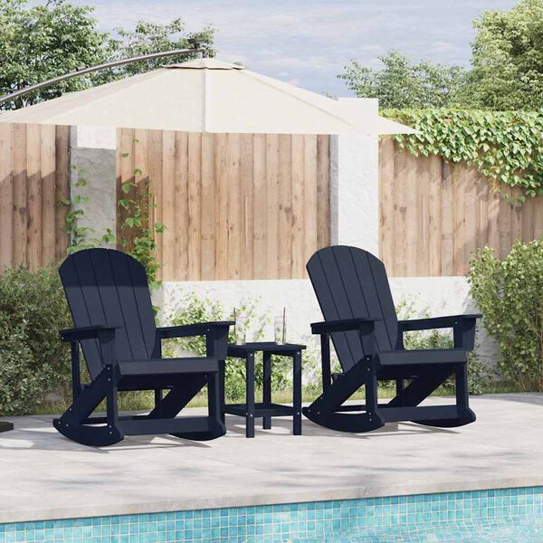 vidaXL Garden Lounge Set 3 pcs Navy Blue HDPE