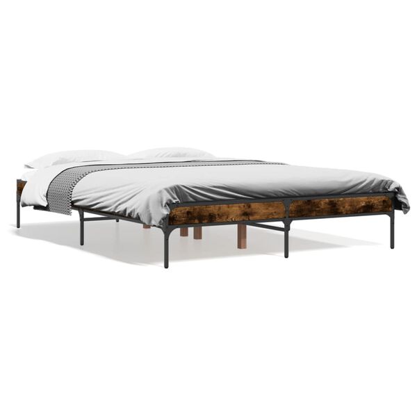 vidaXL Bed Frame Smoked Oak Engineered Wood Double Durable Bed Frame