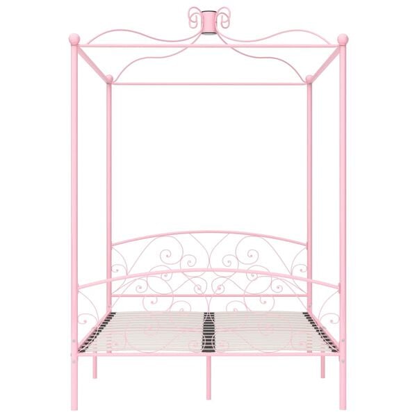 vidaXL Bed Frame Pink Metal 55x79 in Lovely Design Bed Frame