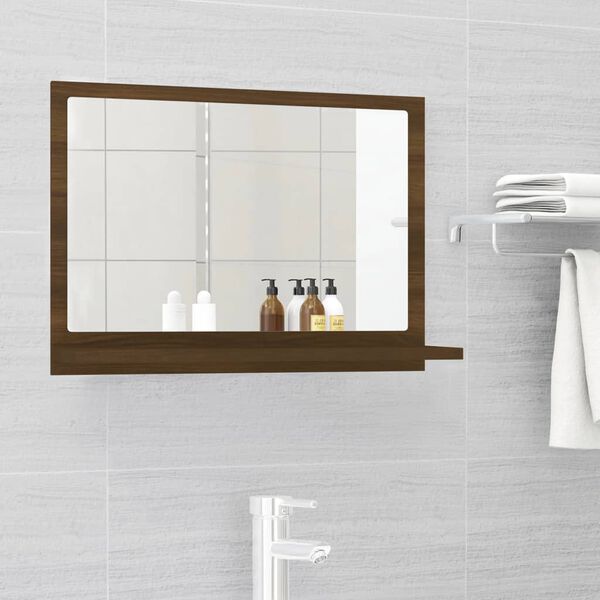 vidaXL Mirror Brown Oak Engineered wood, acrylic 23.6 x 4.1 x 14.6 in