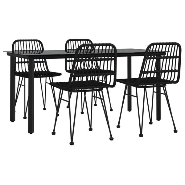 vidaXL Garden Dining Set Black