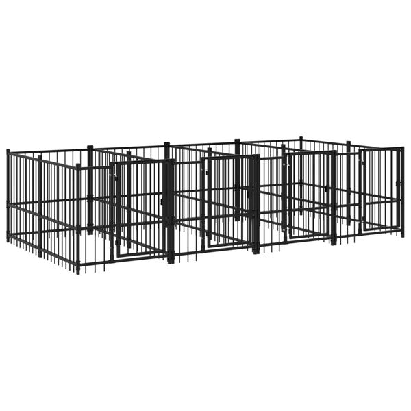 vidaXL Dog Kennel Black Powder-Coated Steel 80.8 sq ft area Tough