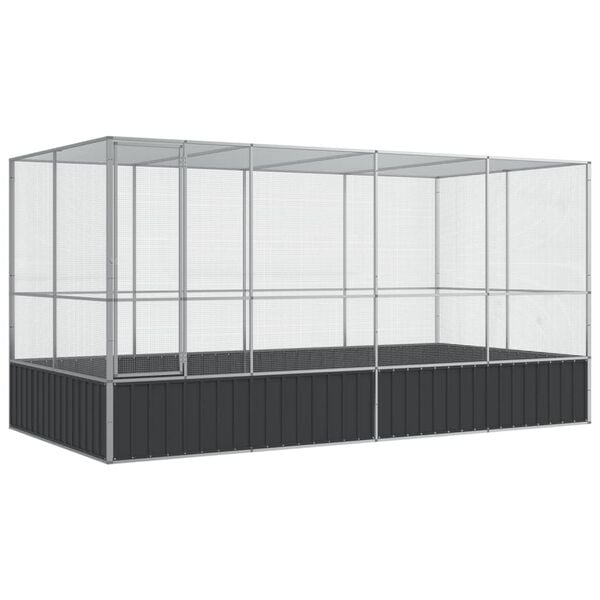 vidaXL Aviary Silver Galvanized steel Large Durable Bird Aviary