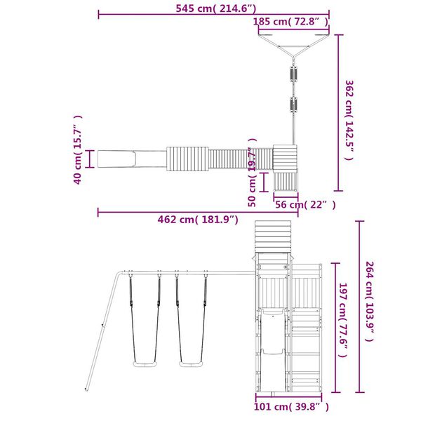 vidaXL Outdoor Playset Natural Wood, Blue